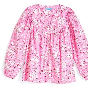 Draper James button down top in pink shadow floral Size Large New with tags